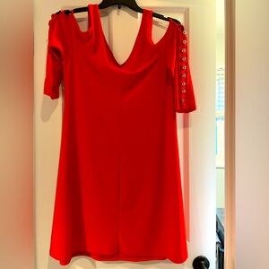 SPENSE Bright red dress. Open shoulders eye catching sleeve detail. Size 12